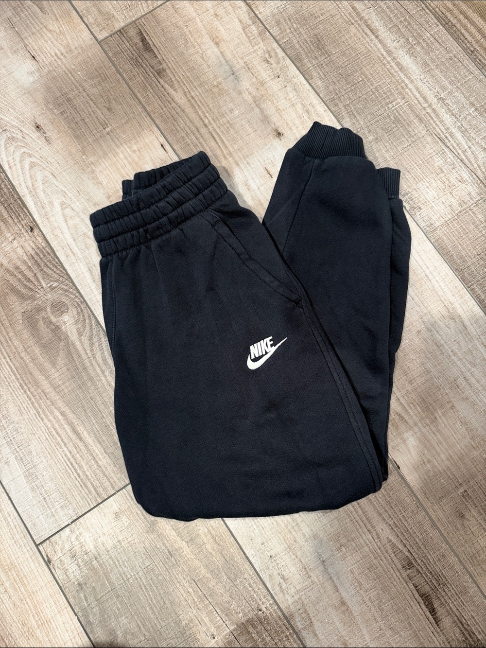 Nike Black Kids Joggers with White Swoosh